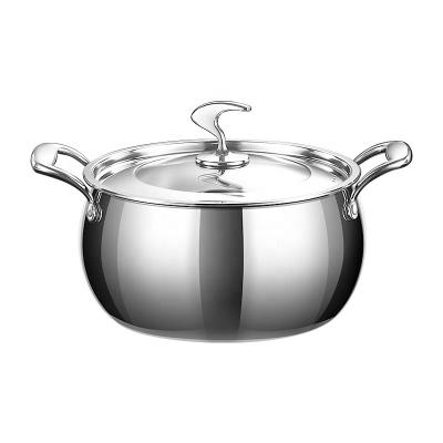 China New Design 24CM Heavy Duty Stainless Steel Threefold Heavy Duty Soup Stock Pot Tall With Lid for sale