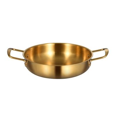 China Wholesale Korean Paella Pan Restaurant Seafood Gold Pot Stainless Steel Viable Factory for sale