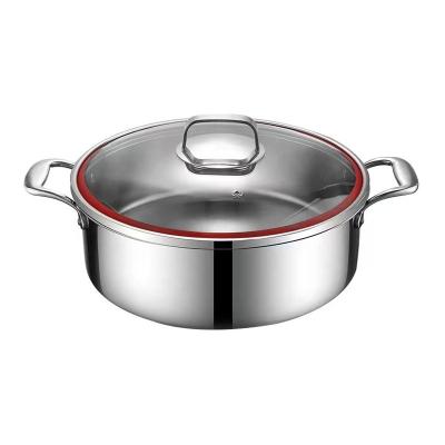 China Sustainable Wholesale Customization 28CM Triple Pot Stainless Steel Hot Soup And Stock Pots With Lid for sale