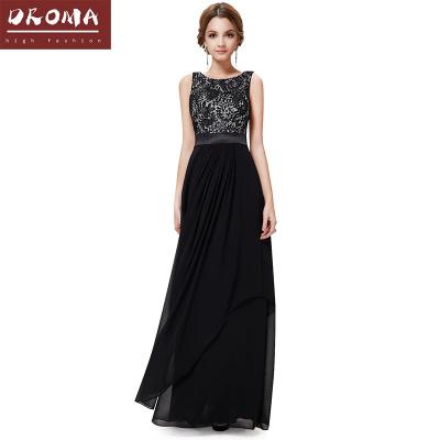 China Droma anti-static in stock factory directly sell ladies fashion sleeveless maxi length elegant cheap evening dress for sale