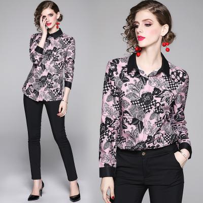 China Ladies Casual Blouse Shirts Women Fashion Long Sleeve Droma OEM&ODM Anti-pilling Elegant Top for sale