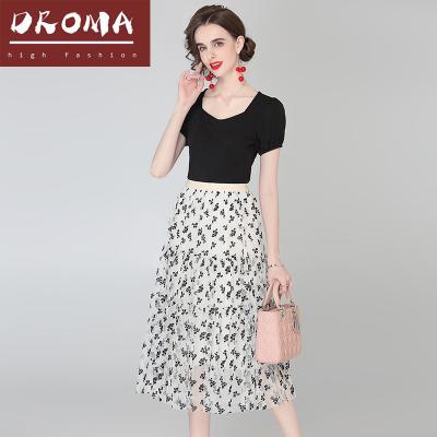 China QUICK DRY Droma in black top and skirt two piece set 2021 new popular casual design women clothing fashion for sale