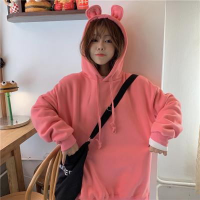 China Droma QUICK DRY 2021 New Korean Fashion Style Solid Color Women's Wholesale Cute Custom Made Hoodies for sale