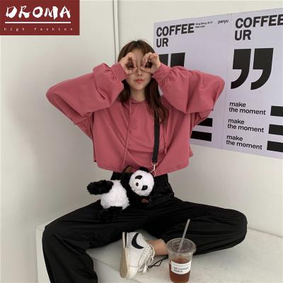 China Droma QUICK DRY 2021 New Arrivals Women's Sweatshirt Hoodies Solid Color Printed Casual Top Women Tops for sale