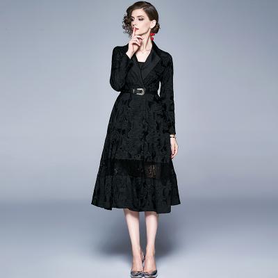 China Elegant Casual Black Luxury Winter Autumn Womens Anti-wrinkle Droma Coat Women Trench Coats for sale