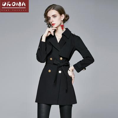 China Hot Selling Droma Anti-wrinkle American Style Elegant Ladies Black Anorak Jacket With Belts for sale