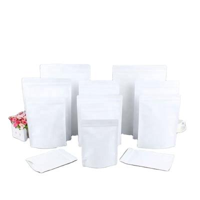 China Recycled Materials Wholesale Ready To Go Food Grade Resealable Bag White Kraft Stand Up Paper Pouch With Zip Lock for sale