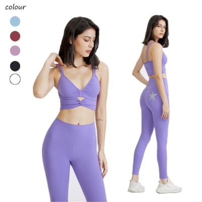 China Breathable Fitness And Yoga Wear Gym Fitness Sets Seamless Red Women Leggings And Bra Crop Top 2 Pcs Yoga Set for sale