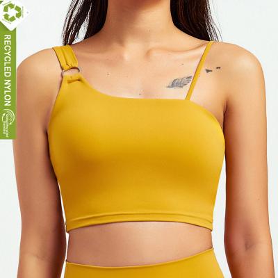 China Breathable Custom Hot Sexy Fitness Women Gym Wear Ribbed Logo Activewear Sets Recycled Nylon Backless Yoga Sports Seamless Bra for sale