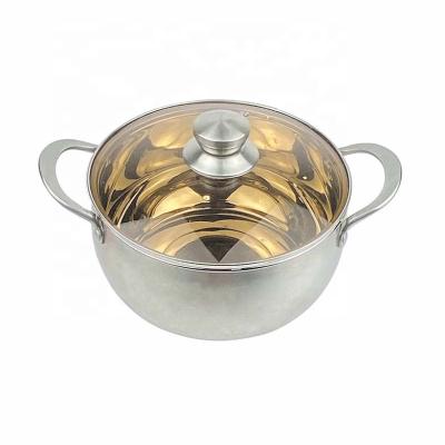 China Sustainable Wholesale Stainless Steel Kitchenware Cooking Pot Double Handle Pot Cookware Hot Soup and Stock Pot for sale