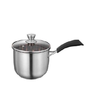 China High Quality Long Lasting 18cm Stainless Steel Milk Casserole Cooking Pot Sauce Pan With Glass Lid for sale