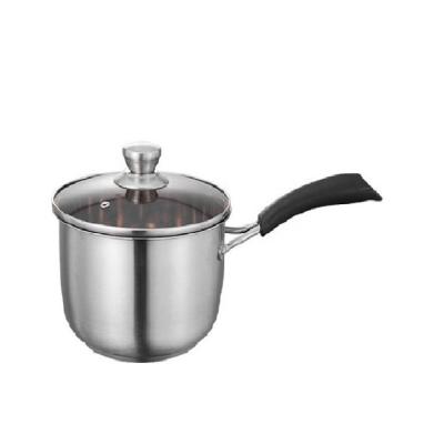 China Factory Directly Viable China 18cm Stainless Steel Milk Saucepan Cheap Cooking Pot Sauce Pan With Glass Lid for sale