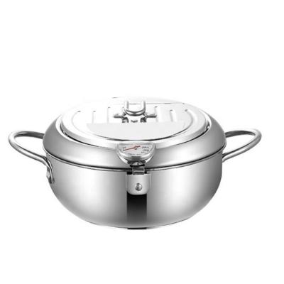 China New modern design professional Japanese style stainless steel cookware skillet double bottom deep fryer for sale