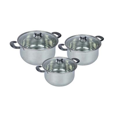 China SS410 Wholesale custom kitchenware 6pcs stainless steel soup and stock pots cooking pot with glass lid cookware sets for sale