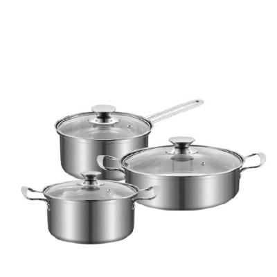 China Modern exquisite technical custom steel soup and stock pots cooking pot 6pcs cookware sets with glass lid for sale