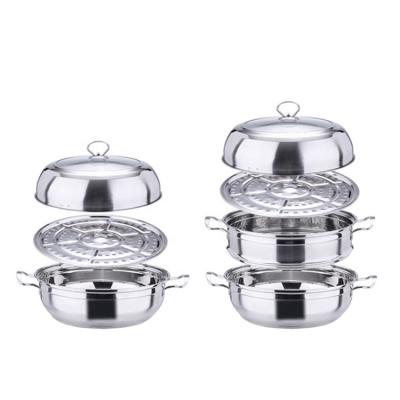 China Double bottom MOQ maker double bottom 30cm steamer sustainable pot cookware double boilers steaming pot for sale