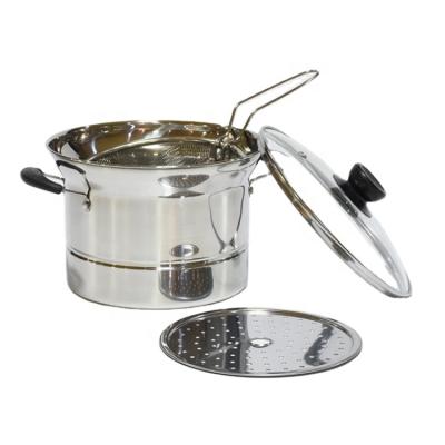 China Low price stainless steel cookware viable wholesale soup and stock pot noodle pot pasta pot with strainer lid for sale