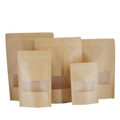 China Resealable Sale 50G 2Oz 100G 120G 4Oz Kraft Paper/Natural Pouch Backing Paper Rice/Bag Food Packaging With Airtight Zipper And Window for sale