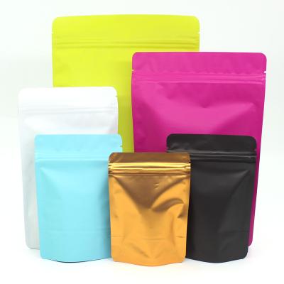 China Various Sizes Resealable Matte Green/Blue/Gold/White/Black Aluminum Foil Plastic Ziplock Packaging Bags Stand Up Zip Lock Pouches for sale