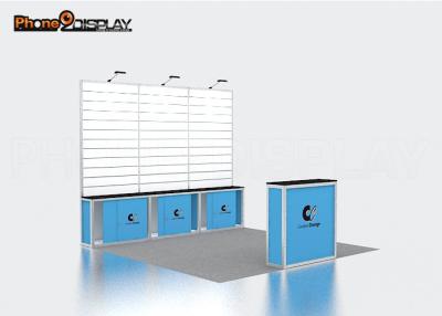 China Creative Design Slatwall Trade Show Booths Tension Fabric Material With Lights for sale