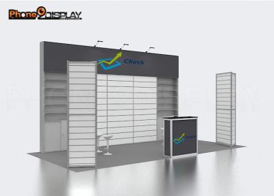 China Phone2display Slatwall Trade Show Booths Display Stand Shape Custom For Fair for sale