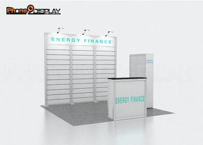 China Slatwall-Anzeigen-Ideen-Mode-Messen-Stand mit LED-Buchstabe-Licht zu verkaufen