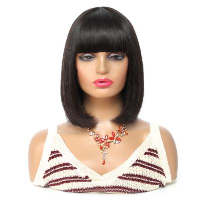 China Beesoul Wholesale Silky Straight Wave 8-14 Inches Short Straight Bob None Lace Human Hair Wigs With Bangs For Black Women for sale