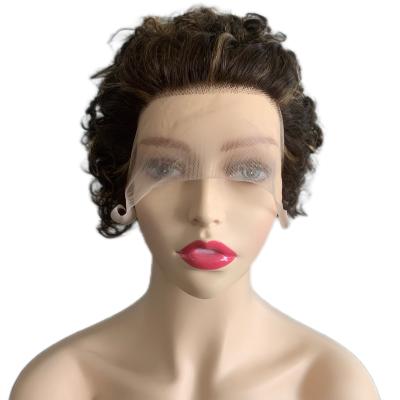 China Jerry Curl Beesoul Cheap 6 Inches Short Pixie 13x1 Lace Front Human Hair Wigs Machine Made Full Hairpiece for sale