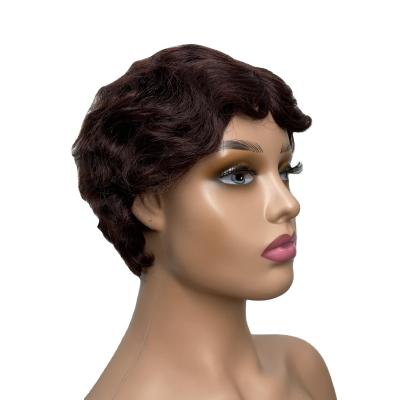 China Beesoul Cheap 100% Body Wave Hair Machine Made Wigs Short Pixie Cut Wigs Natural Color For Woman None Lace Wigs for sale