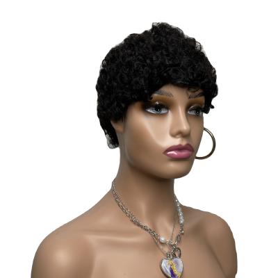 China Cheap Beesoul 130% Density Afro Kinky Curly Hair Wigs Short Afro Pixie Cut Wigs Machine Made Wigs For Black Women for sale