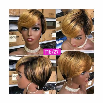 China Cheap Short Pixie Human Hair Wigs Straight Bob Wigs With Full Machine beesoul silky straight wave for black women for sale