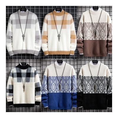 China Anti-wrinkle 2024 Crew tie Mohair men's pullover long sleeved velvet knitting sweater men's clothing winter sweater for sale