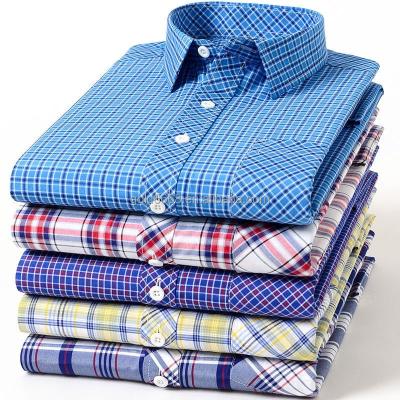 China Anti-wrinkle 2024 Men's plaid shirt casual short sleeved fashion shirt daily cardigan wholesale summer men's T-shirt for sale