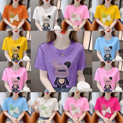 China Anti-wrinkle summer wholesale women's clothing short sleeve crew collar t-shirts plus size women's T-shirts for sale