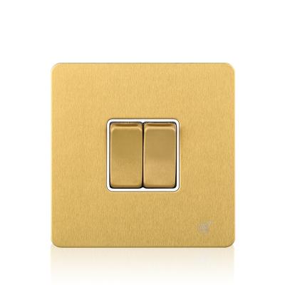 China Two gang stainless steel/PC/Copper stainless steel/PC/Copper two way wall electrical switch for sale