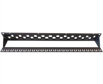 China Cold Rolled Steel 24 Port CAT6A Trapezoidal Jack Blank Patch Panel For Networking Rack Cabinets for sale