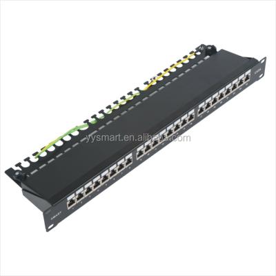 China Hot Selling Protected Patch Panel RJ45 1U Cat6 FTP Patch Panel 24 Port SMT-2033K24C6-FTP for sale