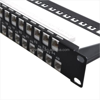 China Cold Rolled RJ45 1U 48 Steel Cat6 UTP 19 Inch Left Patch Panel for sale