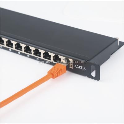 China cat6a patch panel wall mount 0.5u 24 port rj45 shielded with bracket SMT-2020K24C6-FTP for sale