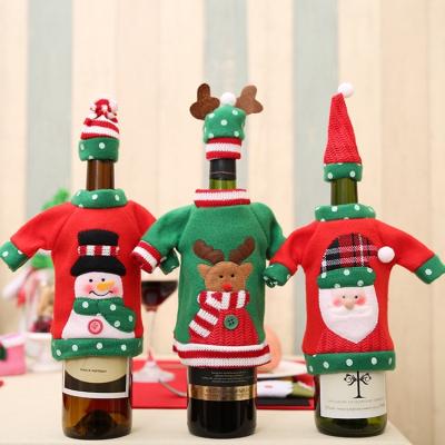 China Hot Selling 3 Style Christmas Wine Bottle Cover Popular Christmas Gift For New Year Bottle Cover Christmas Decoration On The Bottle for sale