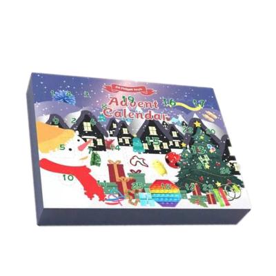 China Newest Christmas Gift Stirring Person Toy Advent Calendar 24 Pcs Advent Calendar Fidget Pop Toy Set For Kids Surprise Gift Boxes for sale