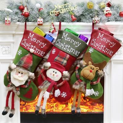 China Eco-friendly Recycle Christmas Stocking 2021 Bulk Christmas Cotton Socks Gift Bags For Embroidery for sale