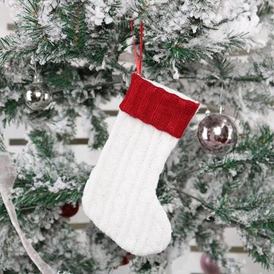 China Eco-Friendly Recycle Mini White Knitting Christmas Stockings For Xmas Holiday Party Decorations Gift for sale