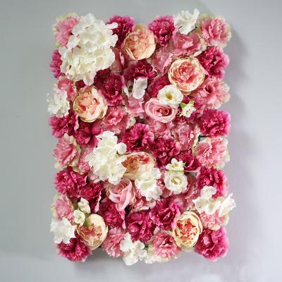 China Eco-friendly Wall Decoration Artificial Flowers Silk Flower Panels Flower Wall For Party Wedding Christmas Home Festival for sale