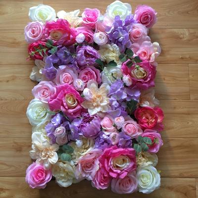 China Instock 60*40cm Eco-friendly Artificial Flower Wall Colorful Rose Flower Wall Wedding Photography Backdrop Birthday Backdrop Studio for sale