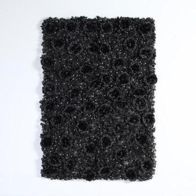 China Eco-friendly Black 3D Silk Rose and Hydrangea Flower Panel Wall Carpet for DIY Party Centerpieces Decoration for sale