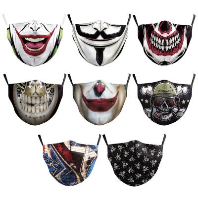 China Wholesale Fashion Adjustable Horror Reusable Washable Scary Animal Printed Face Mask Halloween Animatronics Mask Custom Design for sale