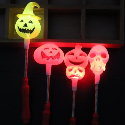 China Festival Decoration Toys Pumpkin Ghost LED Light Stick Wholesale Halloween Decoration Light 3D Gifts for sale