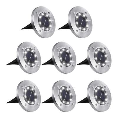 China Solar Garden Ground Lights, 8 LED Solar Disc Lights Outdoor Waterproof Solar In Ground Light For Garden Pathway for sale