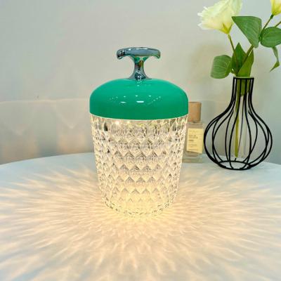 China Macaron Color Jar Table Lamp USB Touch Modern Crystal Lamp Decorative LED Fill Bedside Lamp for sale